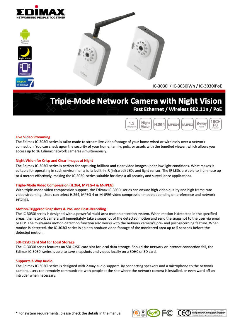 Página 1 del manual Ficha técnica Edimax IC-3030IPOE