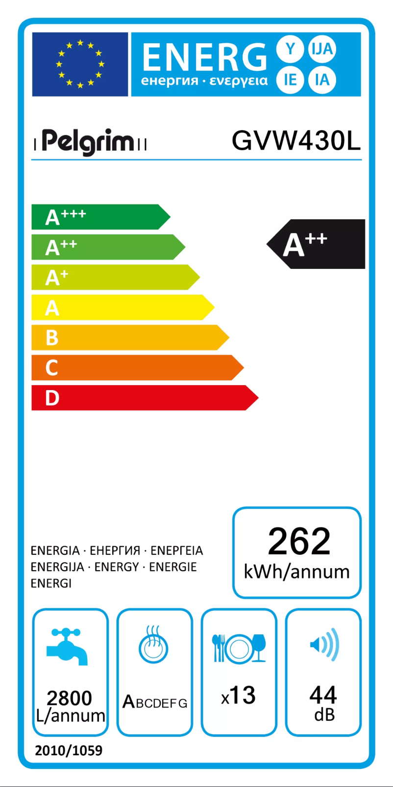 Página nº 1 - Etiqueta energética Pelgrim GVW430L