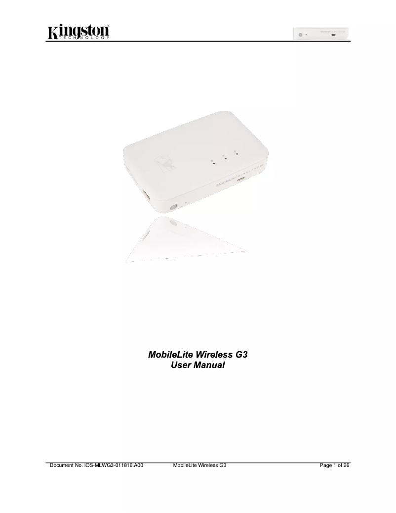 Página nº 1 - Manual de usuario Kingston MobileLite Wireless G3 MLWG3