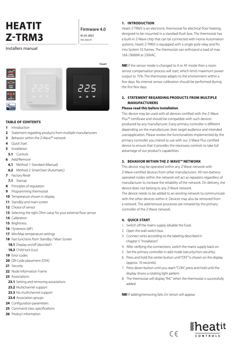 Imagen de la primera página del manual del dispositivo Z-TRM3