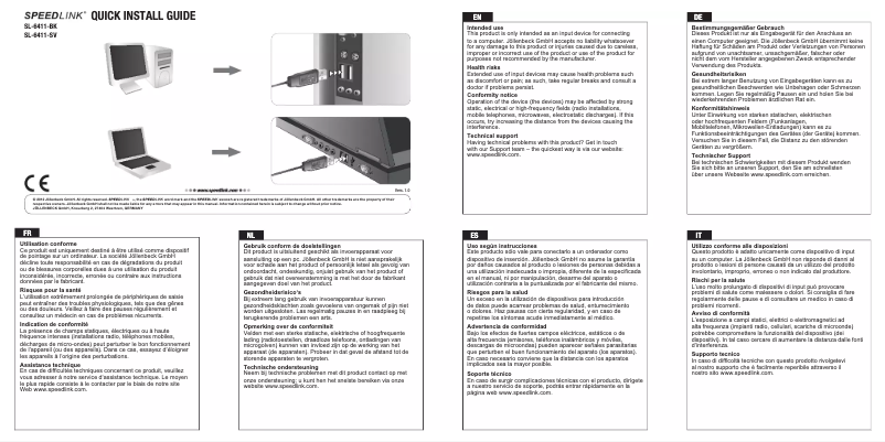 Página nº 1 - Manual de usuario Speed-Link Bedrock SL-6411