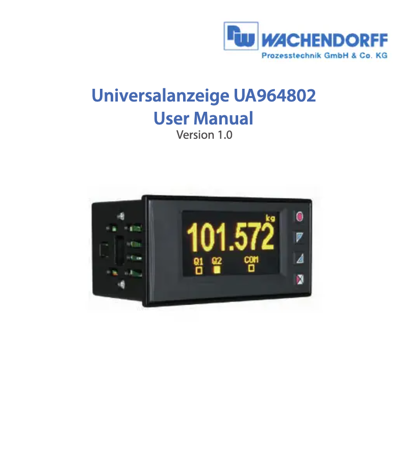 Imagen de la primera página del manual del dispositivo UA964802