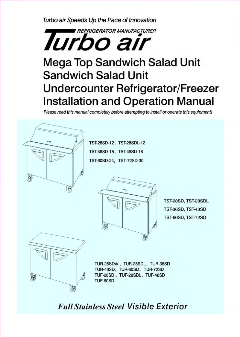 Página 1 del manual Manual de usuario Turbo air TST-36SD-N6
