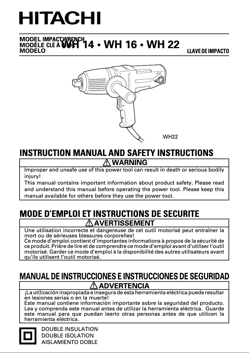 Página 1 del manual Manual de usuario Hitachi WH 14