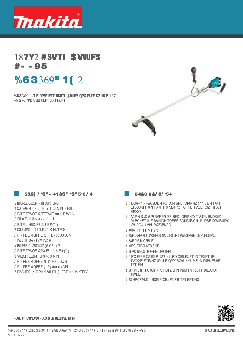 Página 1 del manual Ficha técnica Makita DUR369APG2