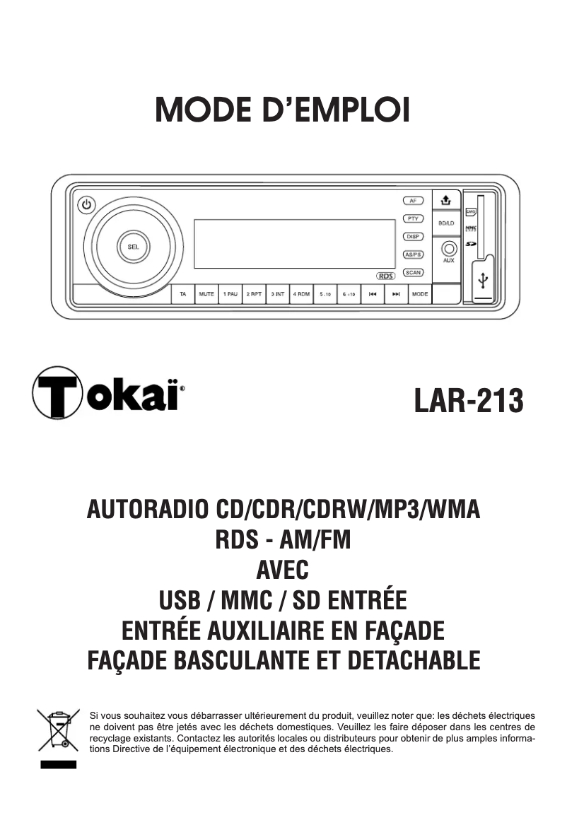Página 1 del manual Manual de usuario Tokaï LAR-213