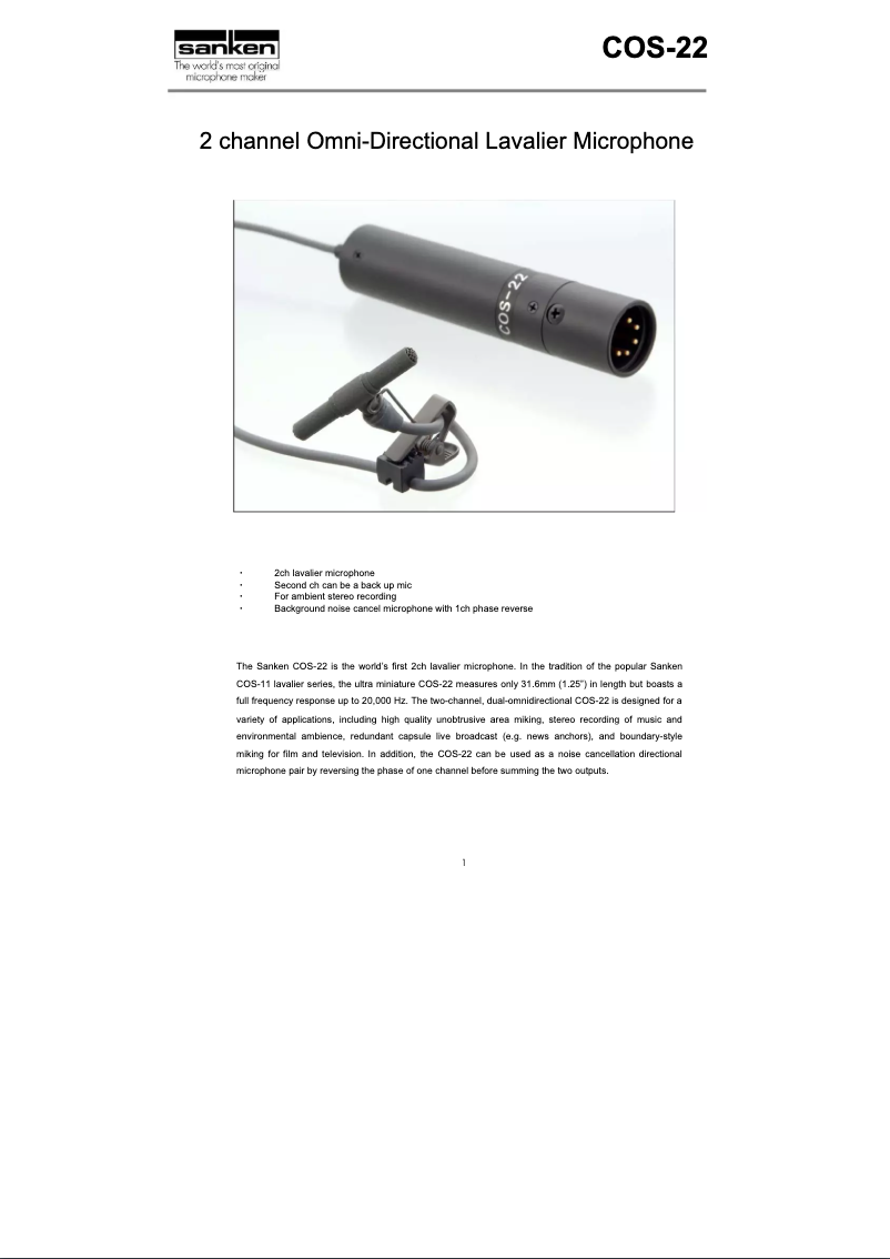 Página 1 del manual Manual de usuario Sanken COS-22