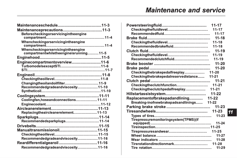Página 1 del manual Manual de uso y mantenimiento Subaru Impreza WRX (2013)