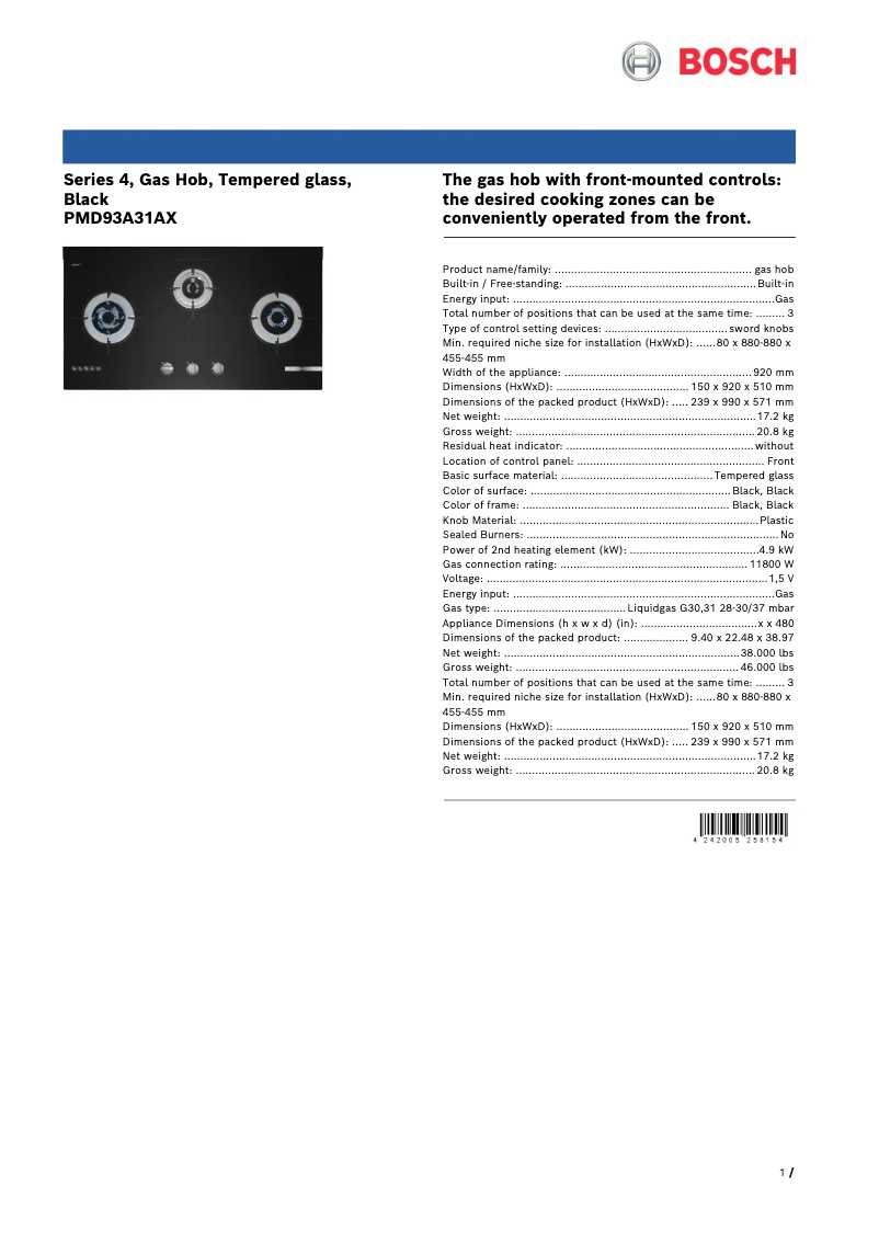 Imagen de la primera página del manual del dispositivo PMD93A31AX