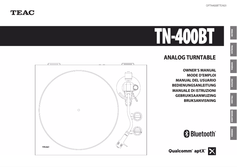 Imagen de la primera página del manual del dispositivo TN-400BT