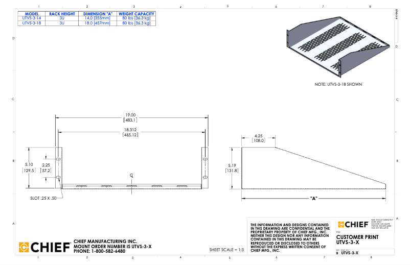 Página 1 del manual Manual de usuario Chief UTVS-3-14