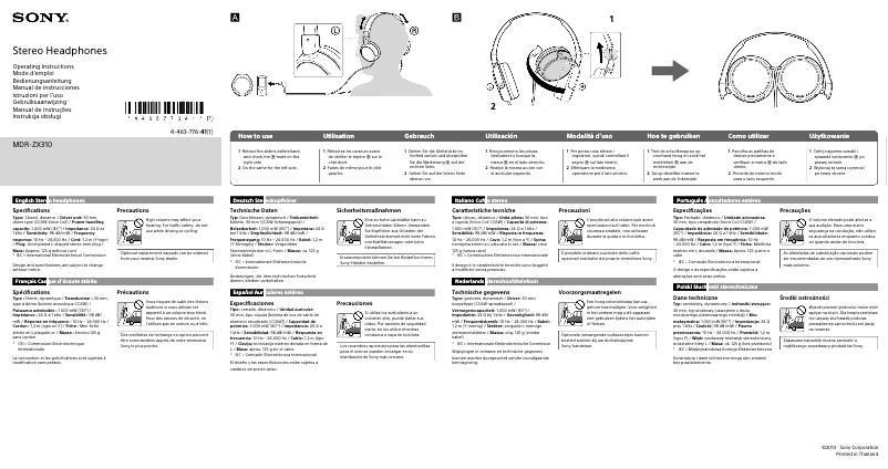 Imagen de la primera página del manual del dispositivo MDR-ZX310AP