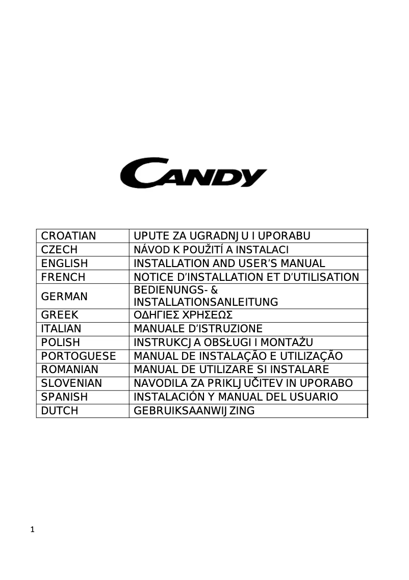 Página 1 del manual Manual de usuario Candy CMB 950/1X