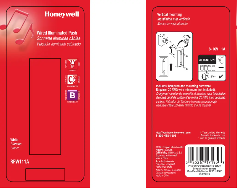 Imagen de la primera página del manual del dispositivo RPW111A