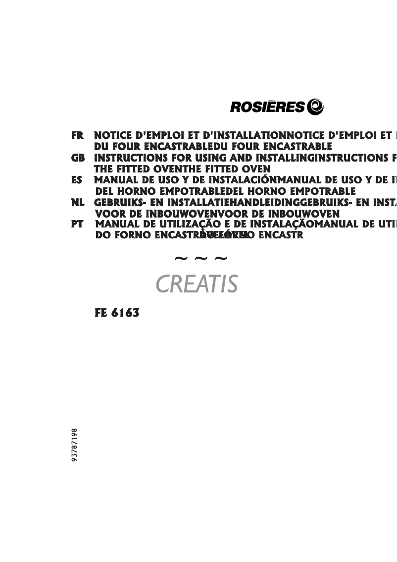 Página 1 del manual Manual de usuario Rosieres FE 6163 IN