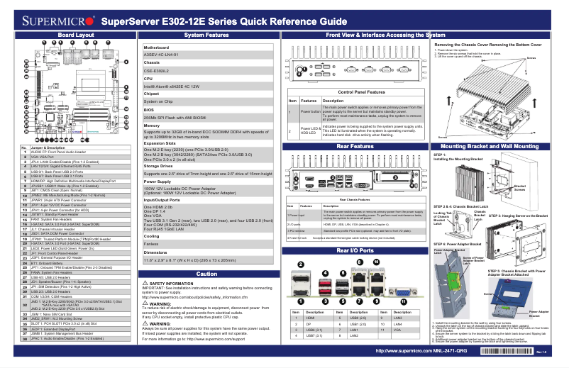 Imagen de la primera página del manual del dispositivo SuperServer SYS-E302-12E