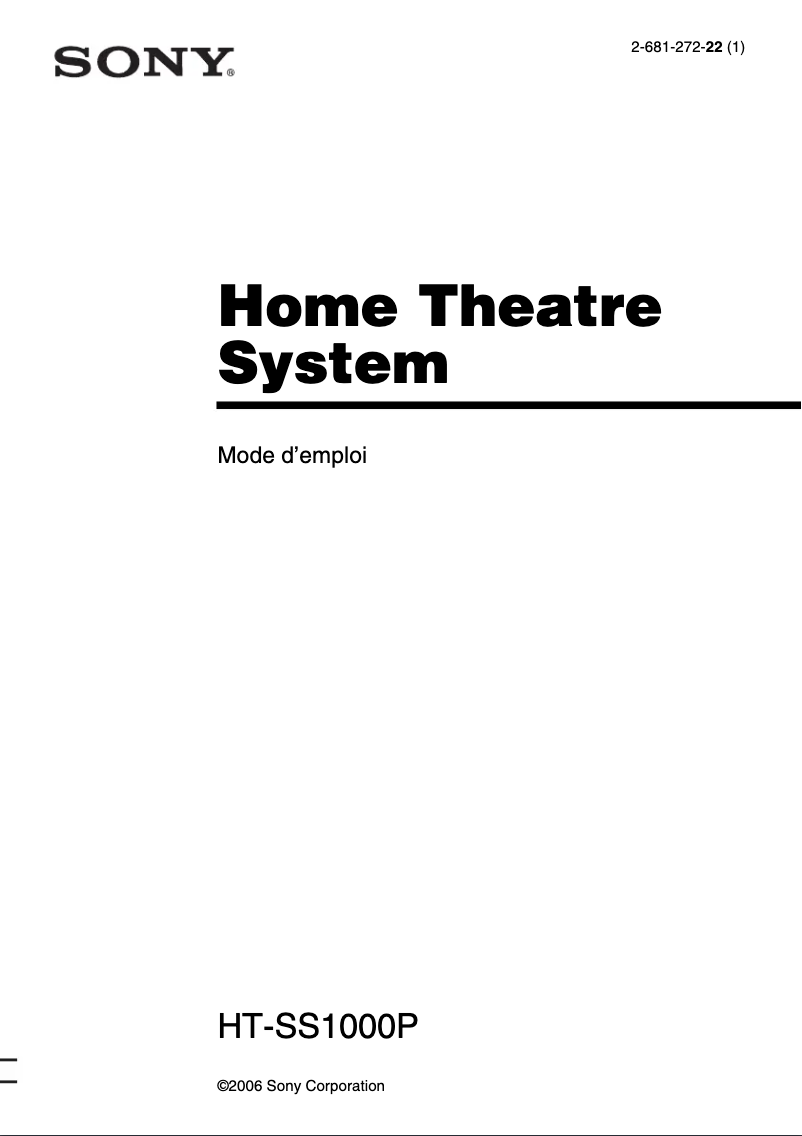 Página 1 del manual Manual de usuario Sony HT-SS1000P