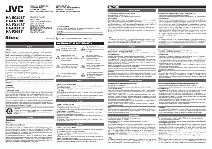 Página nº 1 - Manual de usuario JVC HA-FX9BT