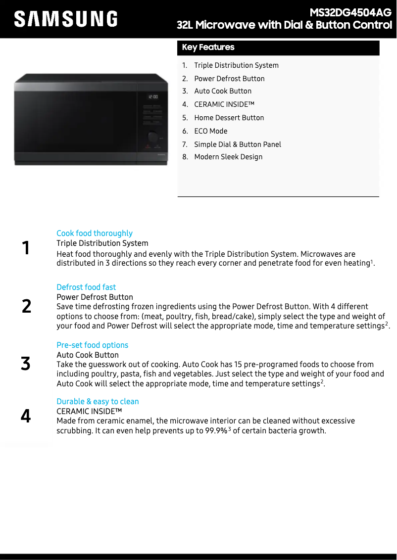 Página 1 del manual Ficha técnica Samsung MS32DG4504AG