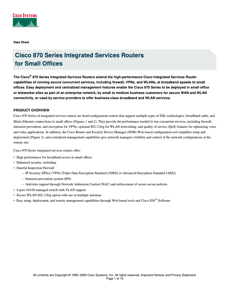 Página nº 1 - Manual de usuario Cisco 876