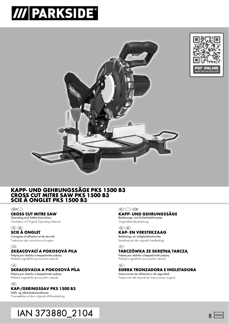 Imagen de la primera página del manual del dispositivo PKS 1500 B3