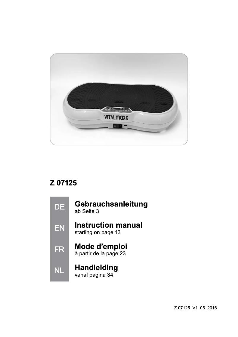 Página 1 del manual Manual de usuario VitalMaxx 07125