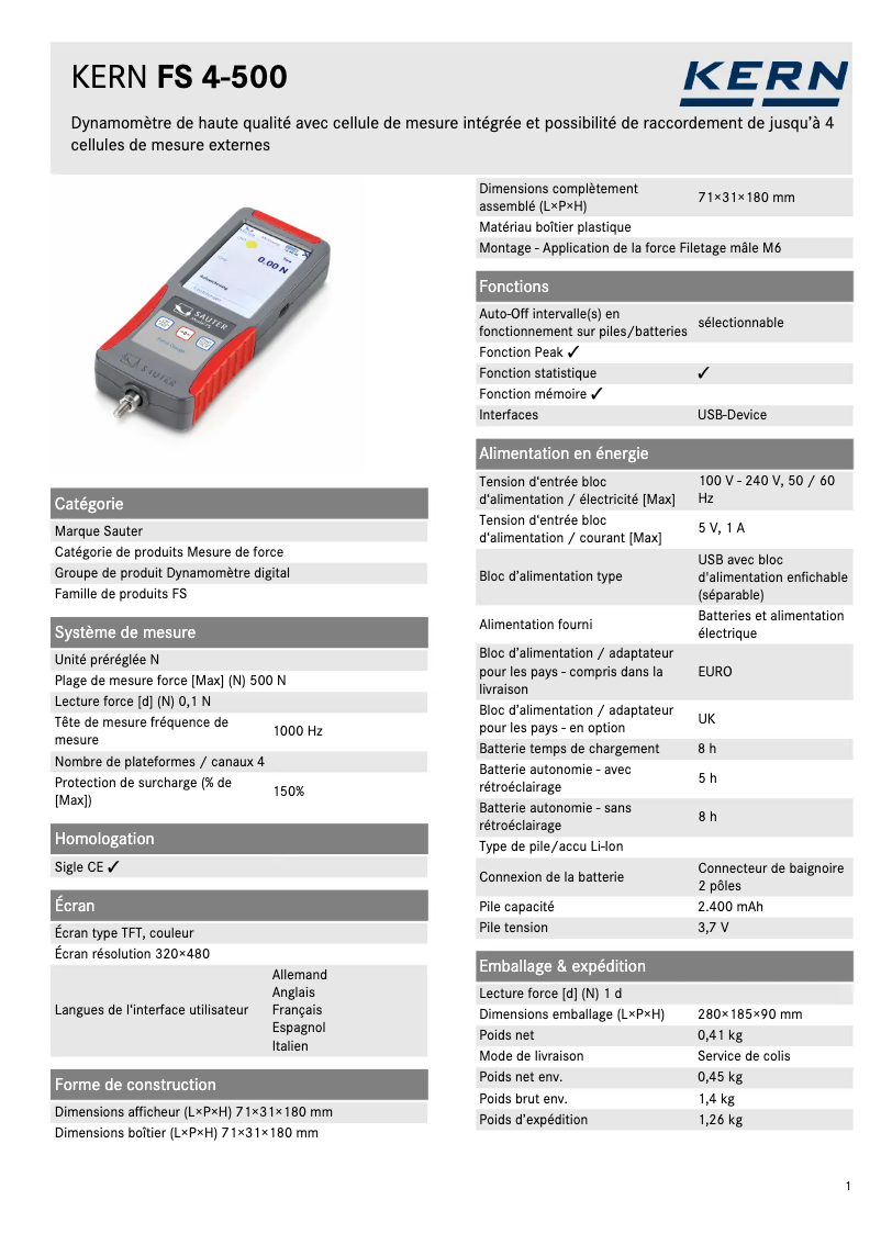 Imagen de la primera página del manual del dispositivo FS 4-500