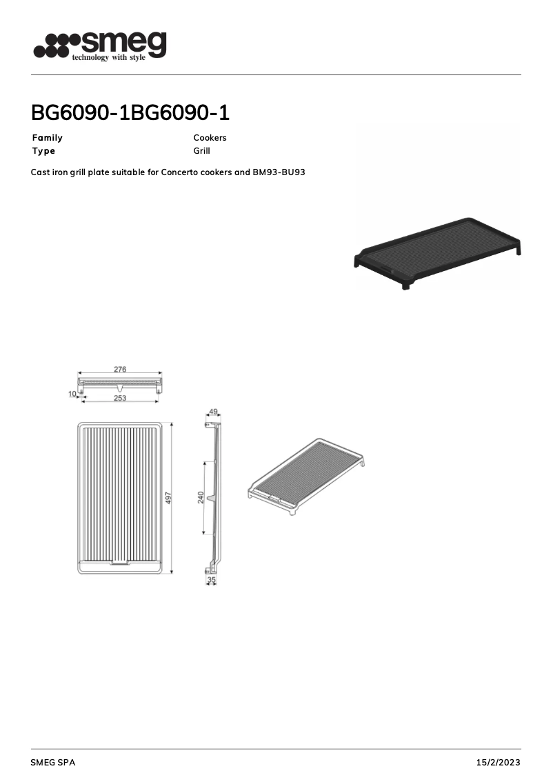 Página 1 del manual Folleto Smeg BG6090-1