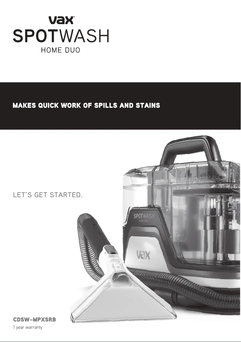 Página nº 1 - Manual de usuario Vax SpotWash Home CDSW-MPXP