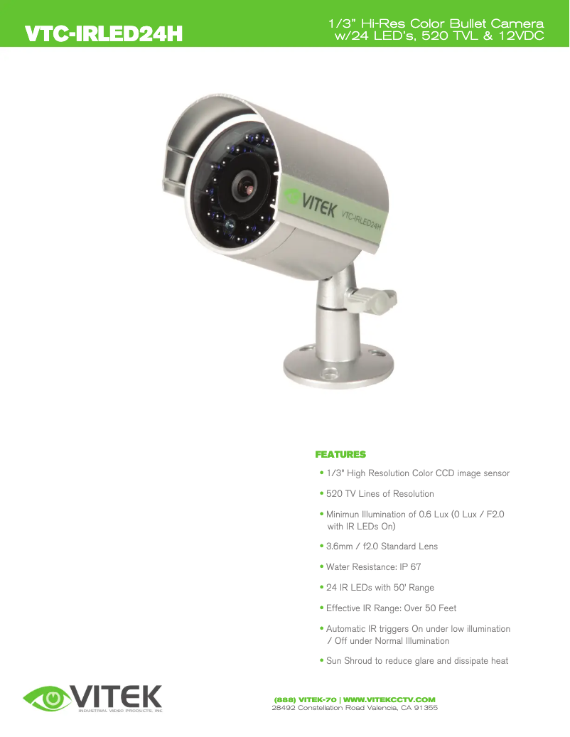 Imagen de la primera página del manual del dispositivo VTC-IRLED24H