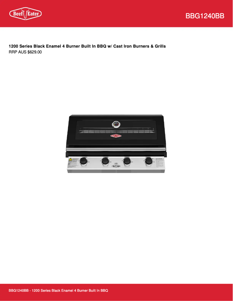 Página 1 del manual Ficha técnica BeefEater BBG1240BB