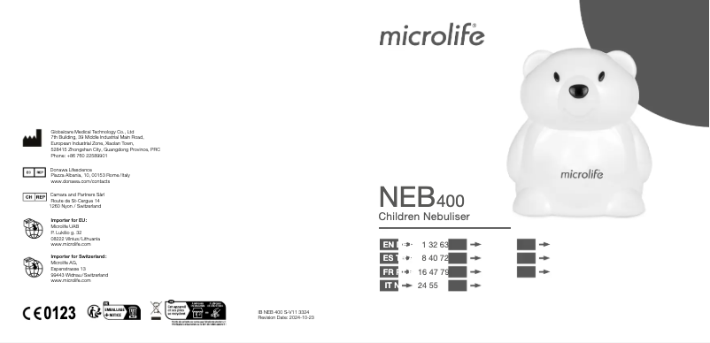Imagen de la primera página del manual del dispositivo NEB 400