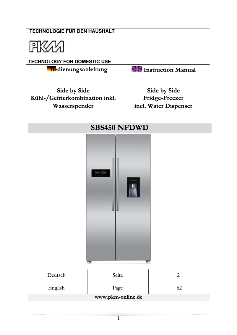 Imagen de la primera página del manual del dispositivo SBS450 NFDWD