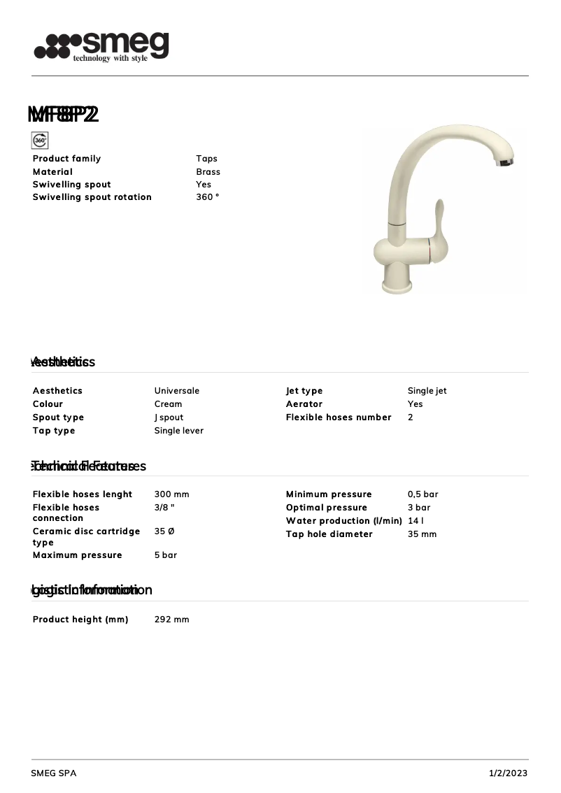 Página 1 del manual Folleto Smeg MF8P2