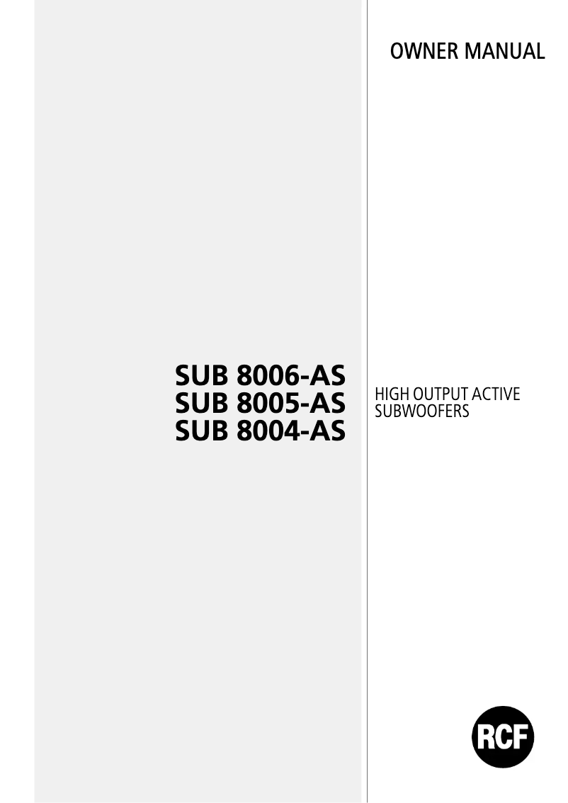 Página nº 1 - Manual de usuario RCF SUB 8006-AS