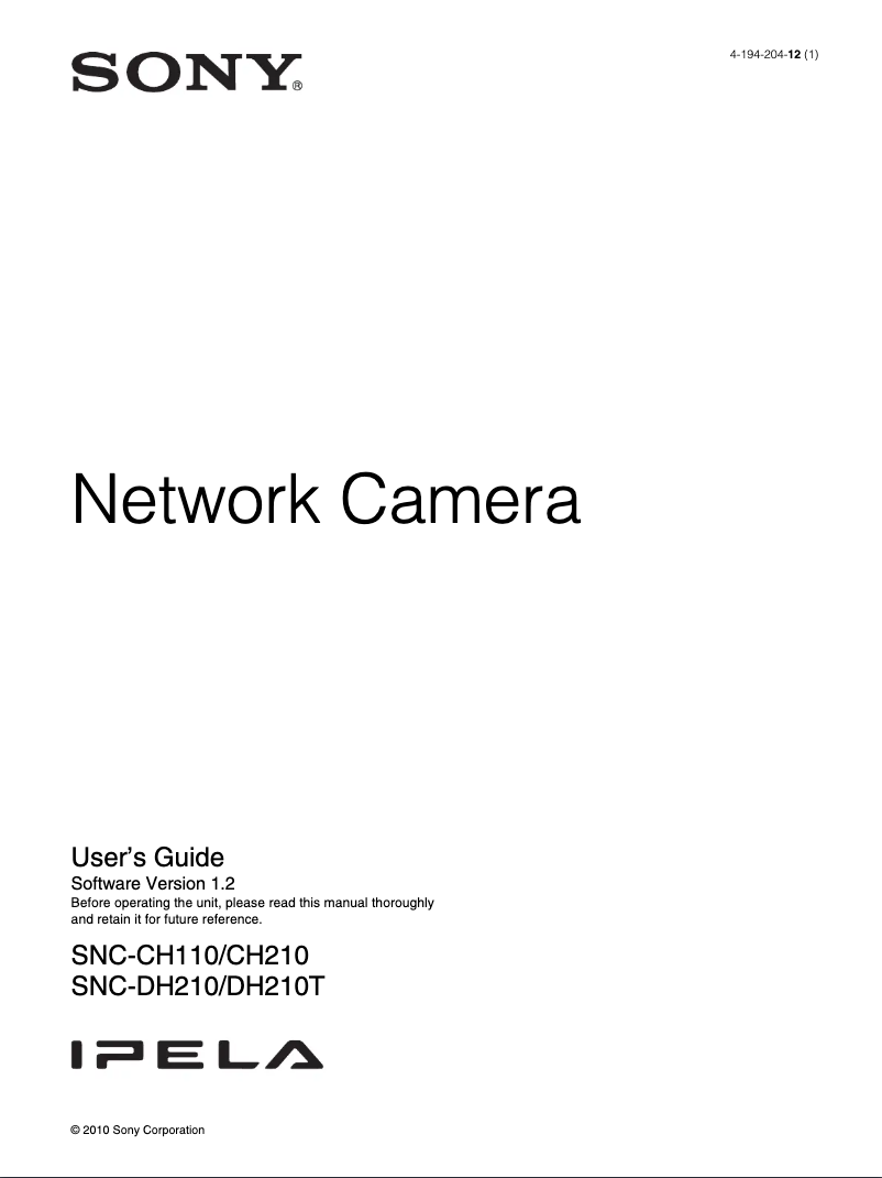 Imagen de la primera página del manual del dispositivo SNC-DH210W