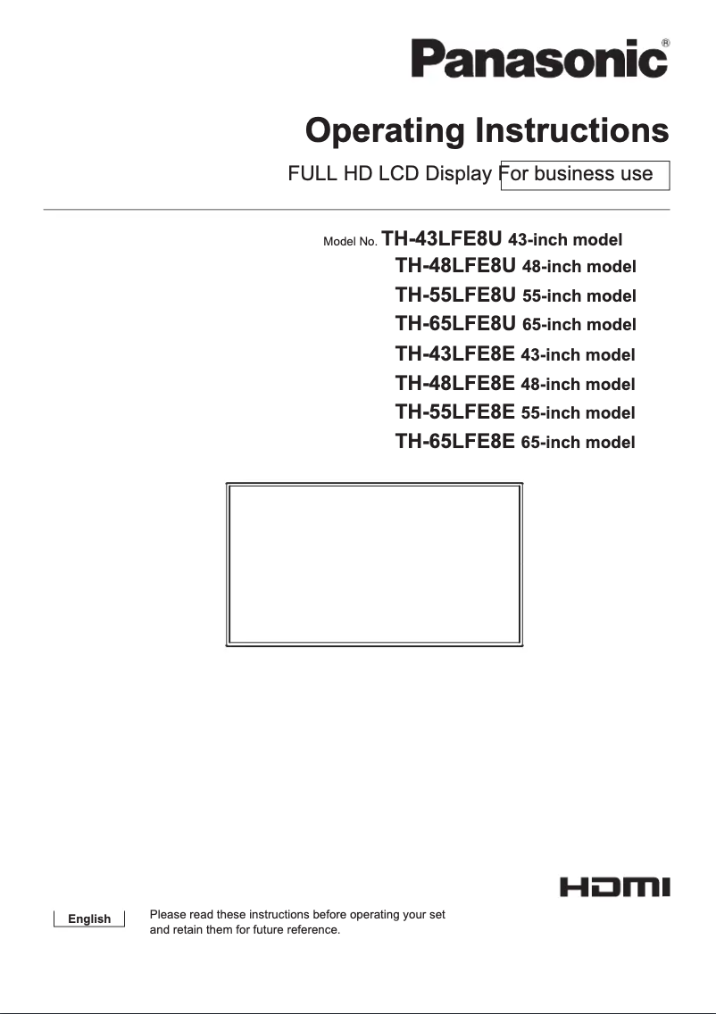 Imagen de la primera página del manual del dispositivo TH-55LFE8