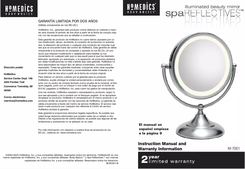 Página 1 del manual Manual de usuario Homedics M-7001