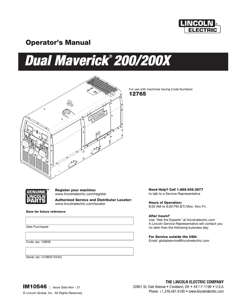 Página nº 1 - Manual de usuario Lincoln Electric Maverick 200X