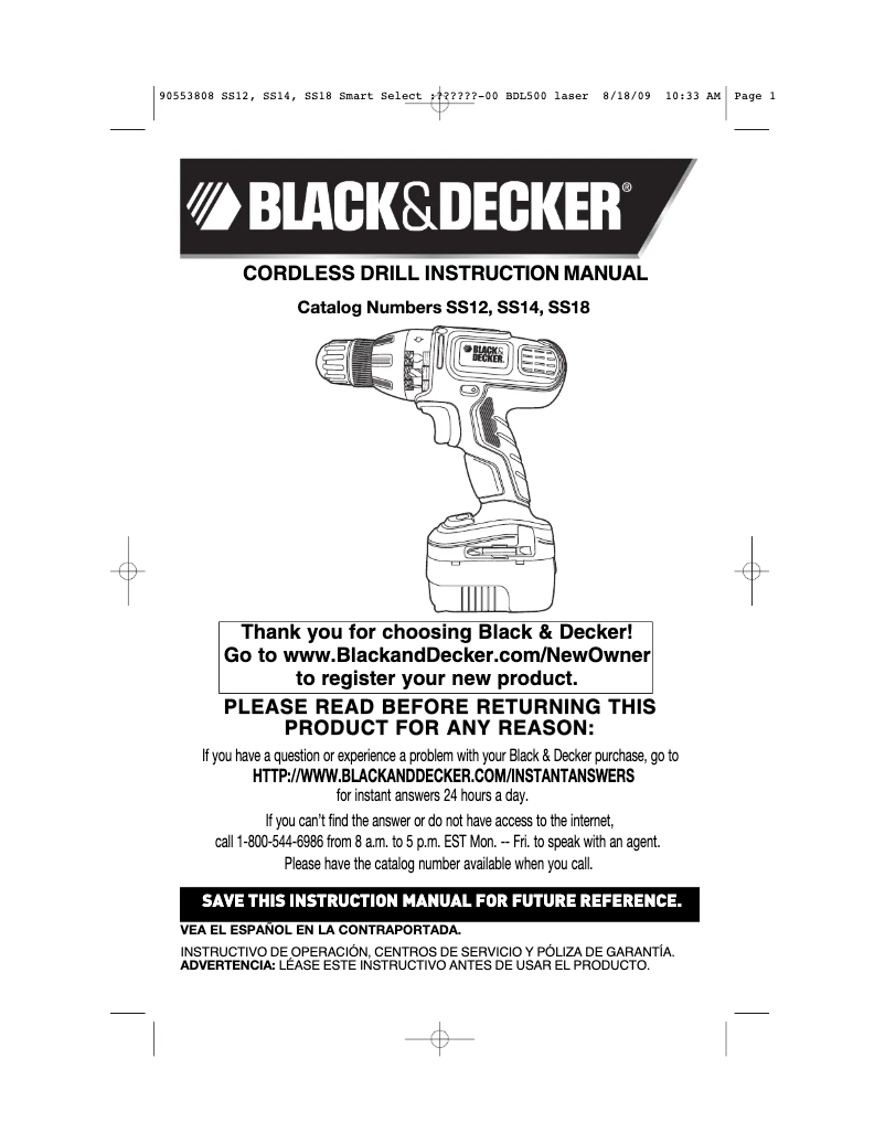 Página 1 del manual Manual de usuario Black & Decker SS12D