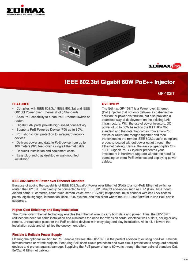 Imagen de la primera página del manual del dispositivo GP-102IT