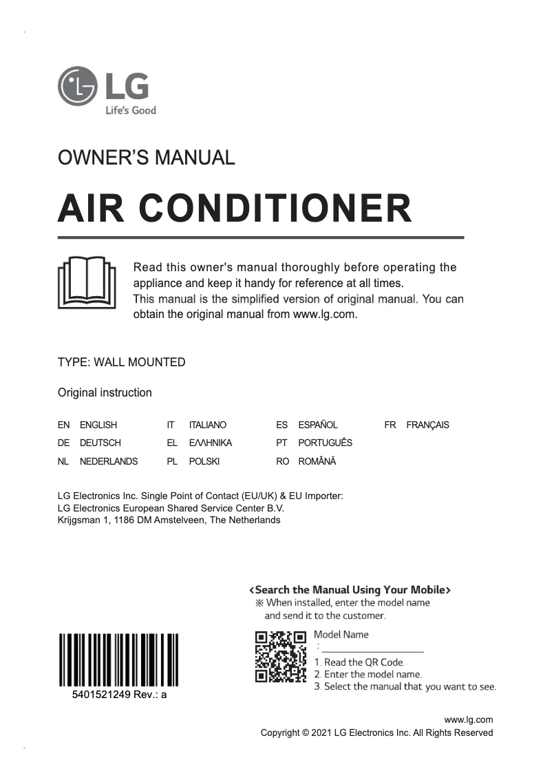 Página 1 del manual Manual de usuario LG AC12BK