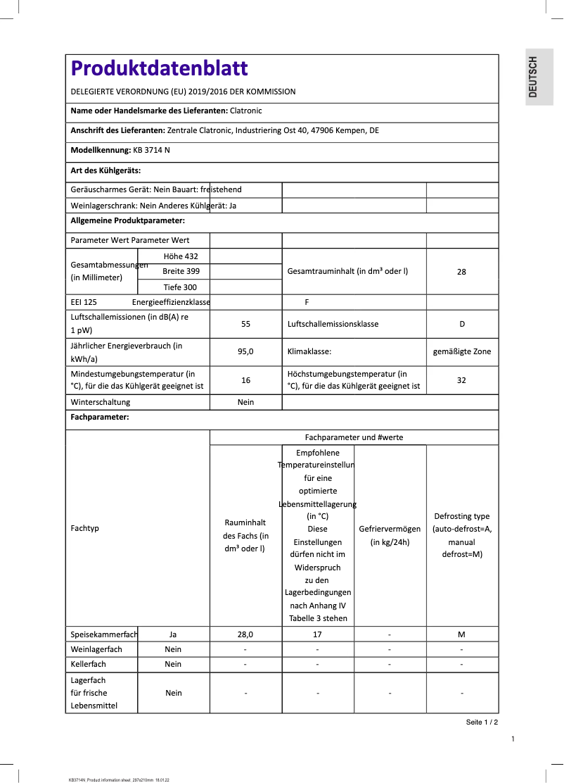 Imagen de la primera página del manual del dispositivo KB 3714 N
