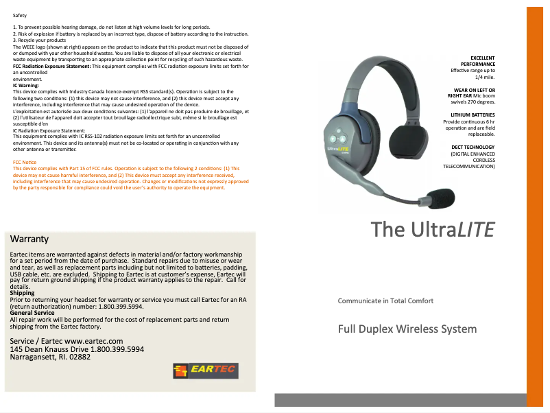 Imagen de la primera página del manual del dispositivo UltraLITE