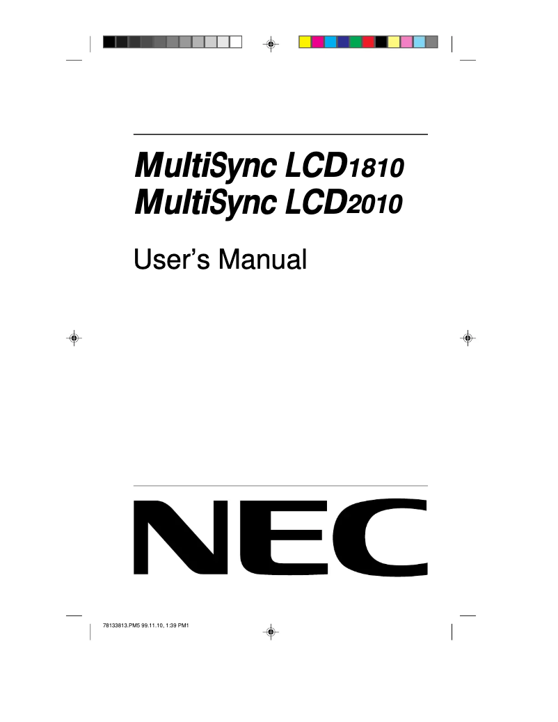 Página nº 1 - Manual de usuario NEC MultiSync LCD1810
