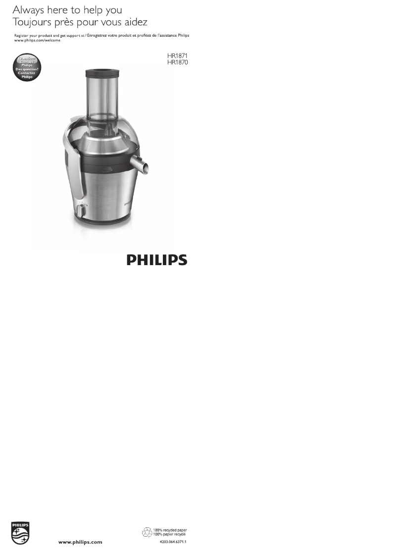 Página 1 del manual Manual de usuario Philips Avance Collection HR1871