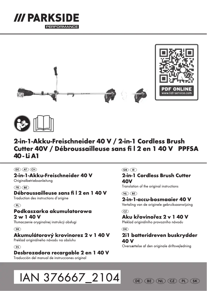 Imagen de la primera página del manual del dispositivo PPFSA 40-Li A1