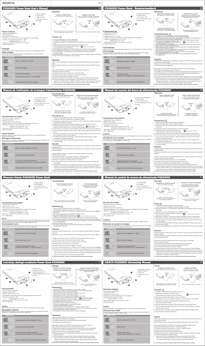 Página nº 1 - Manual de usuario ADATA P20000D