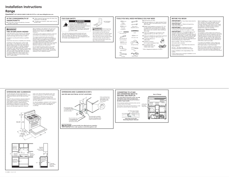 Página 1 del manual Guía de instalación GE Profile P2B940DEHBB
