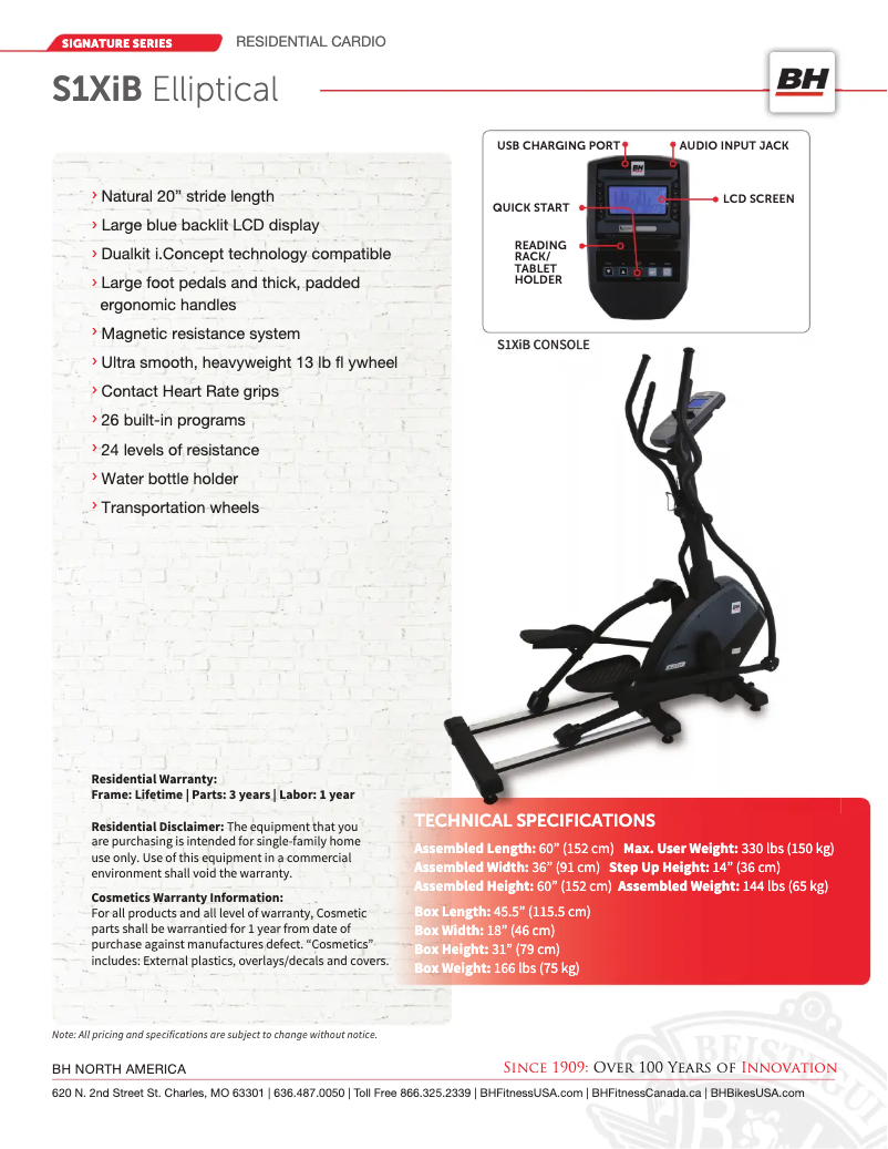 Página nº 1 - Ficha técnica BH Fitness S1XiB